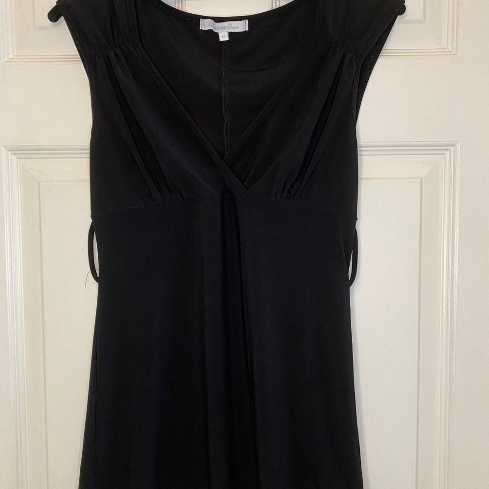 V neck Black Blouse with loops for belt
